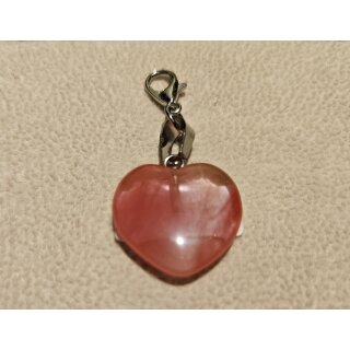 Edelstein Herz Anhänger (viele Steine zur Auswahl) Cherry Quarz