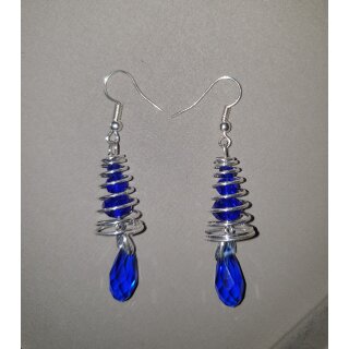 Spiral Ohrhänger mit Glasperlen, blau