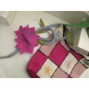 Filztasche Patchwork-Look, Grün / Pink mit Blume