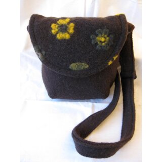 Messenger Tasche aus Walkstoff mit Blumen, braun / gelb