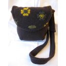 Messenger Tasche aus Walkstoff mit Blumen, braun / gelb