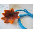 Filzband mit 1 Blüte Orange / Blau