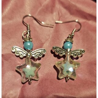 Engelchen Ohrhänger klein mit Sternen Blau