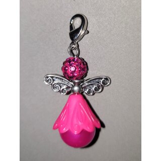 Engelchen Anhänger klein mit Shamballa-Perle Pink